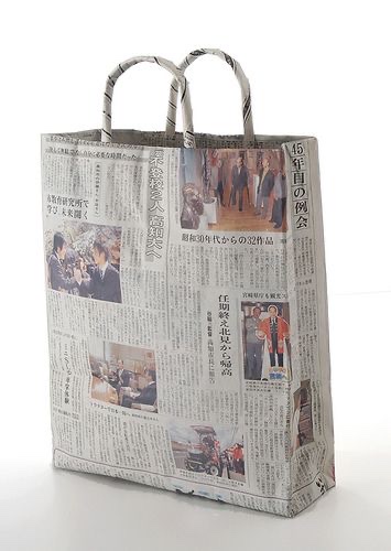 shopping bags made from newspaper print